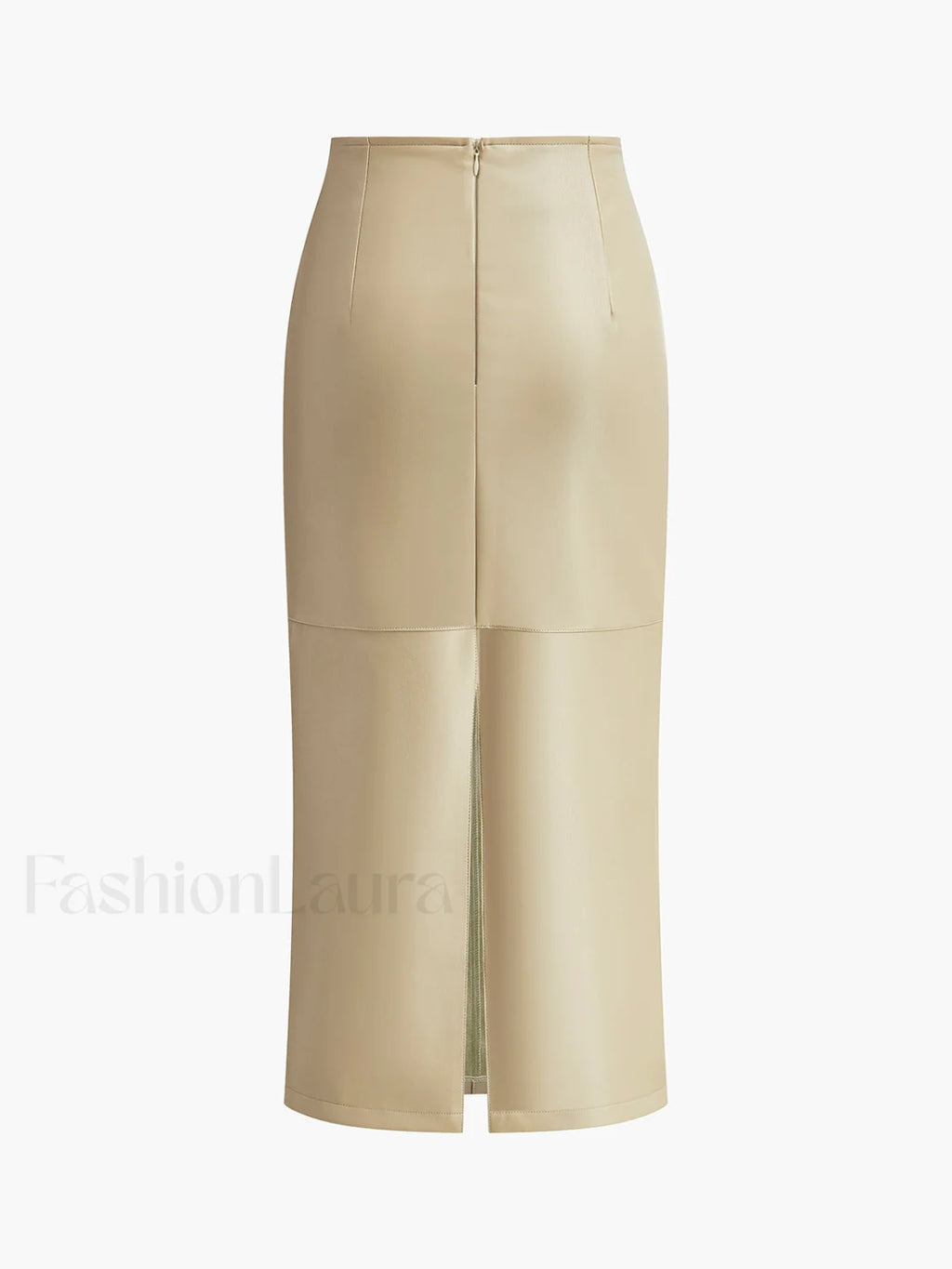 Faux Leather Piping Sit Midi Skirt Skirts