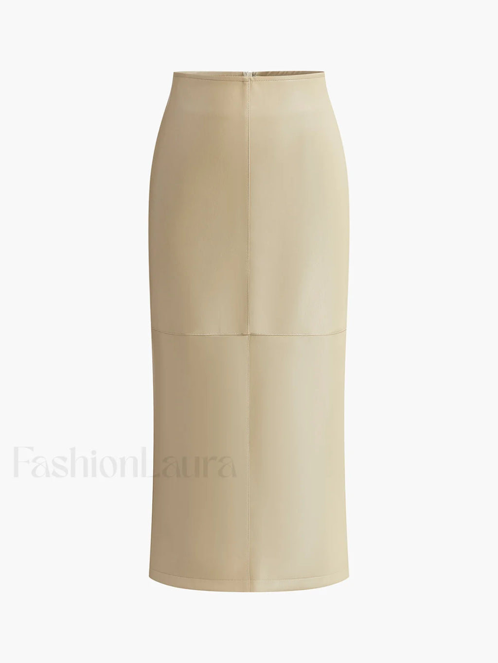 Faux Leather Piping Sit Midi Skirt Skirts
