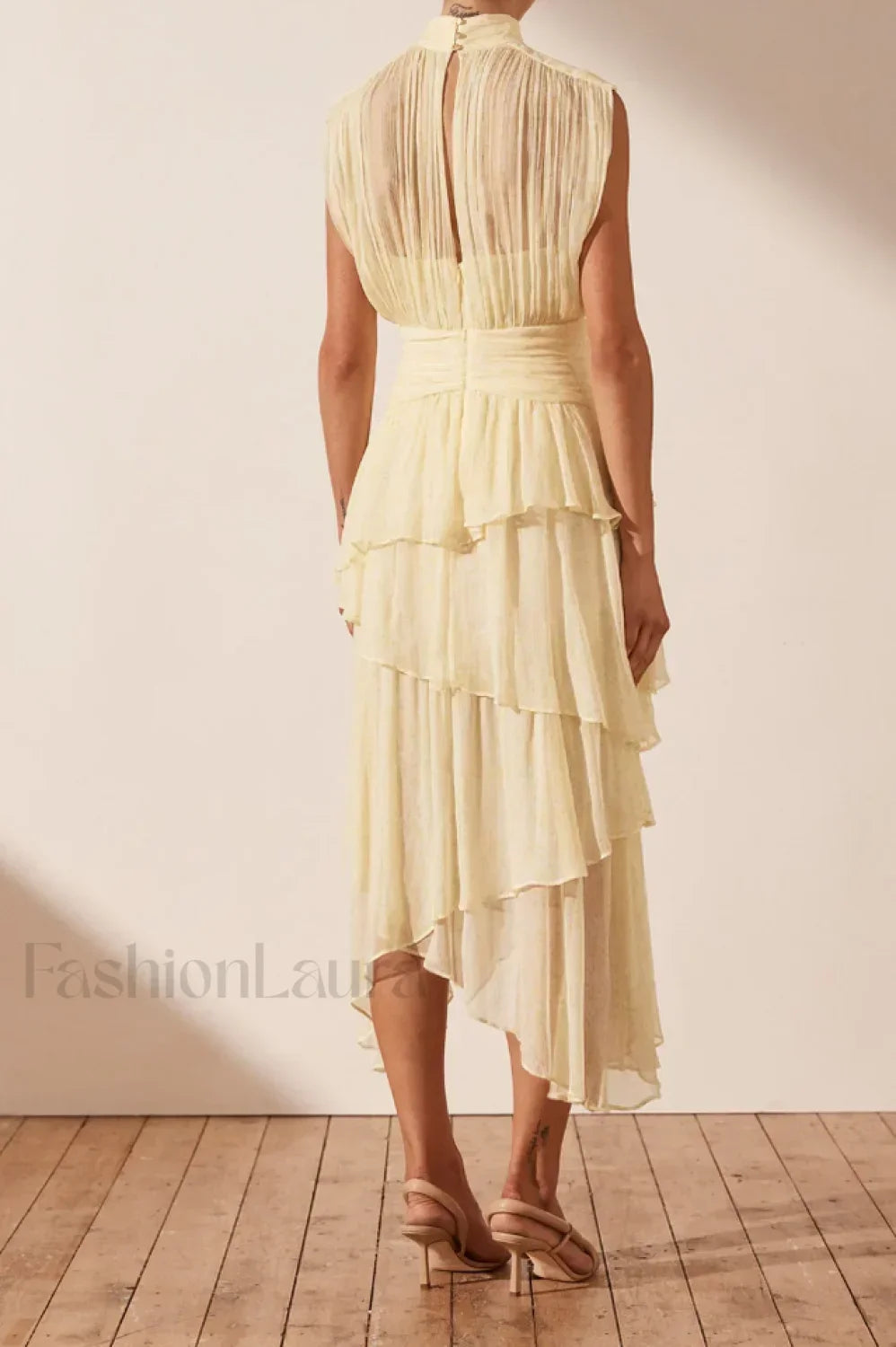 Faye Sleeveless Stylish Ruched Midi Dress