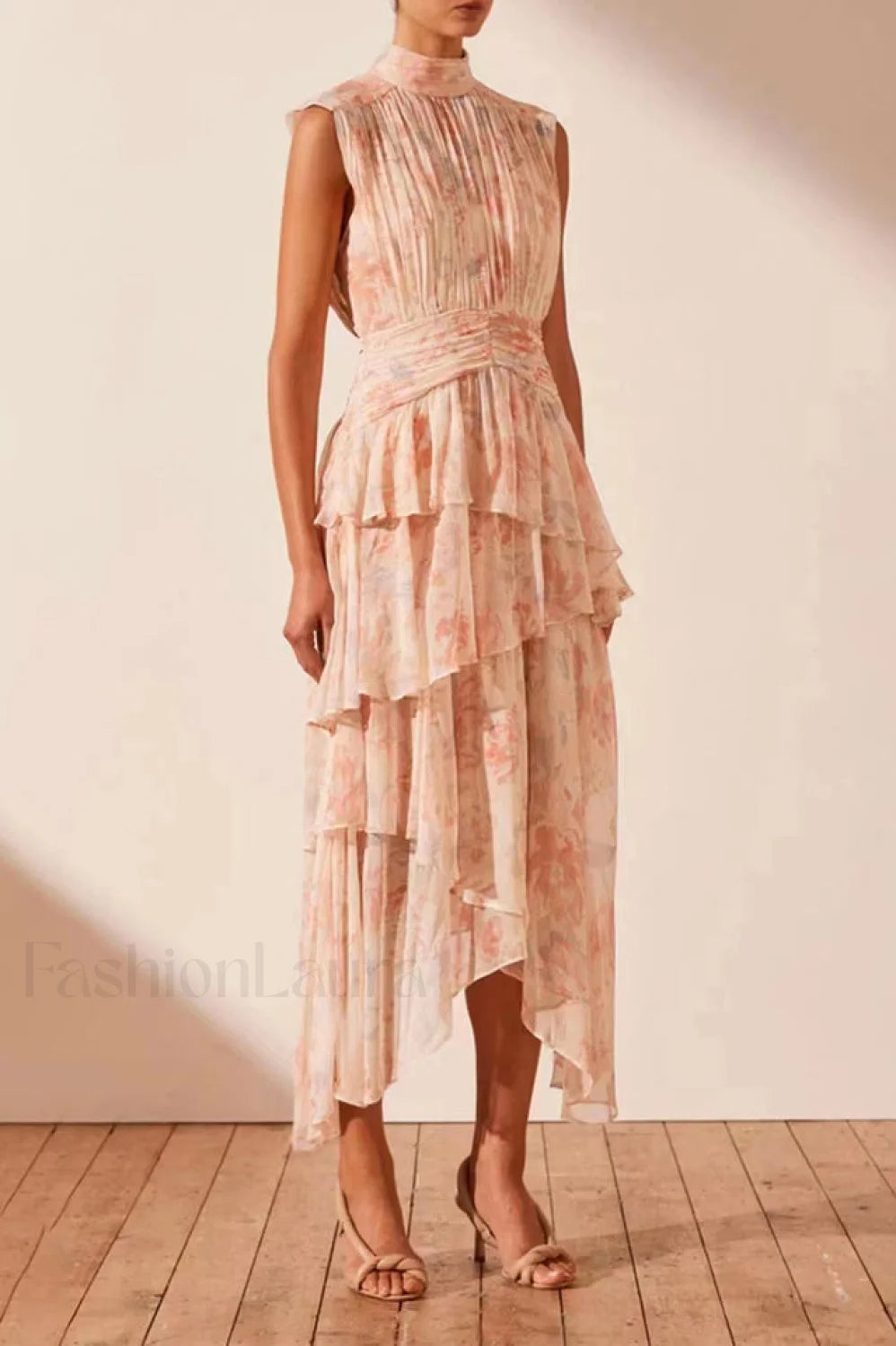 Faye Sleeveless Stylish Ruched Midi Dress