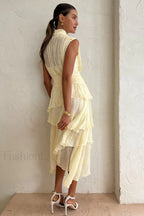Faye Sleeveless Stylish Ruched Midi Dress