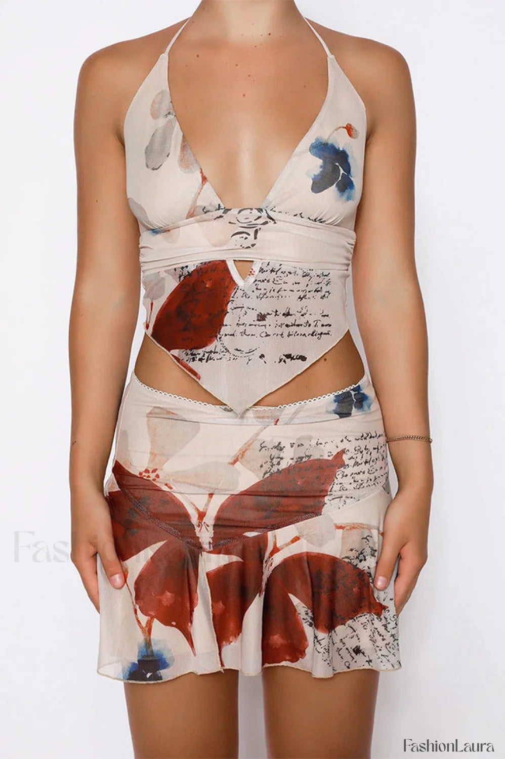 Faye Top Stylish + Skirt Set XS / Printed