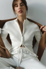 Double Zip Slim Knit Cardigan