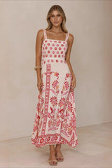 Linen Lace Trim Spaghetti Strap Boho Dress