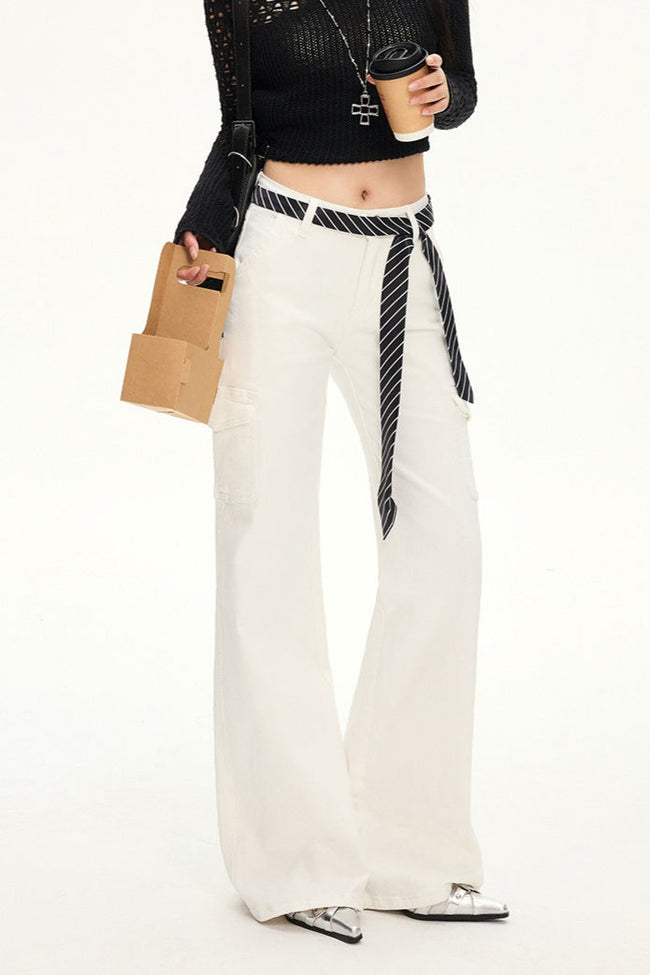 Stretch Slim Fit White Cargo Jeans White / XS Main image