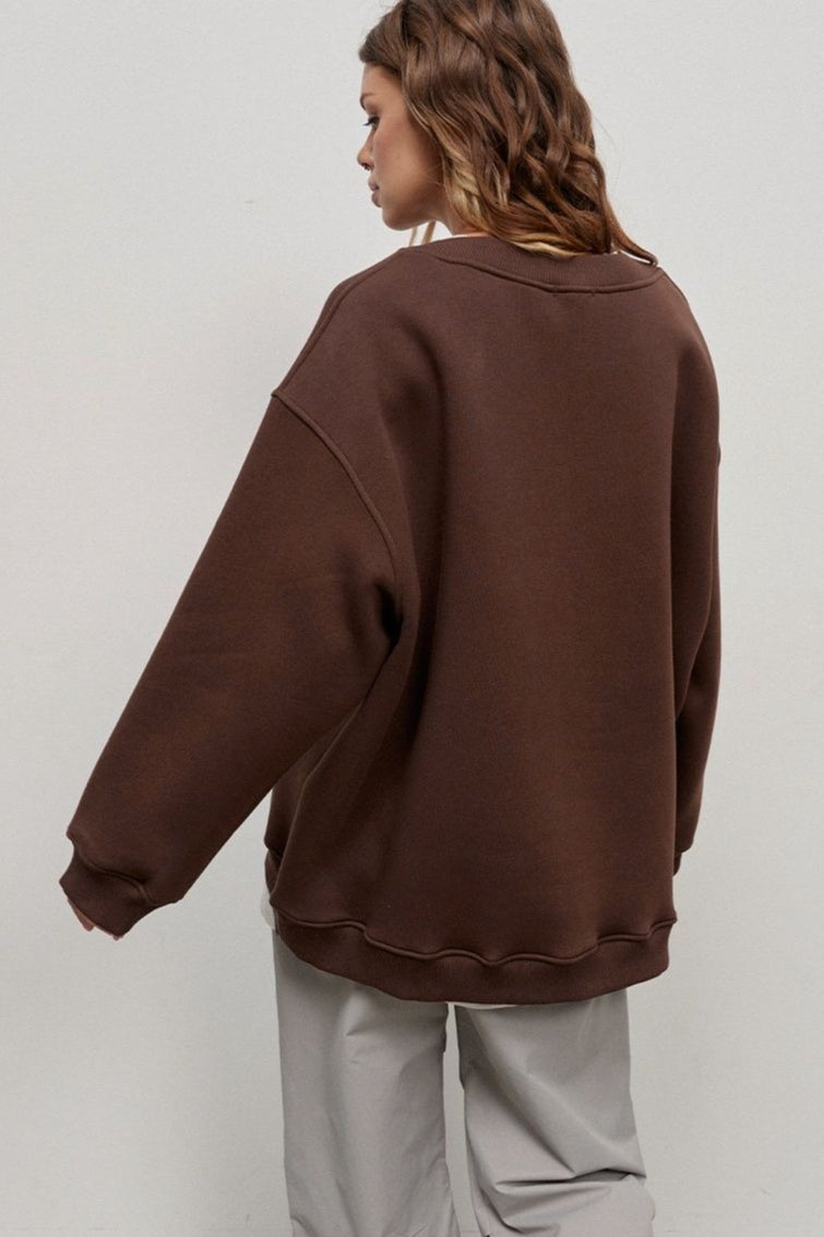 Solid Oversized Crew Neck Sweatshirt