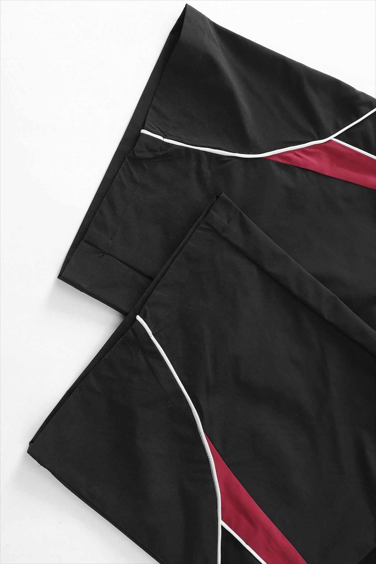 Contrast Piping Colorblock Barrel Leg Pants