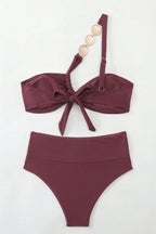 Twisted One Shoulder Strappy Bikini Set