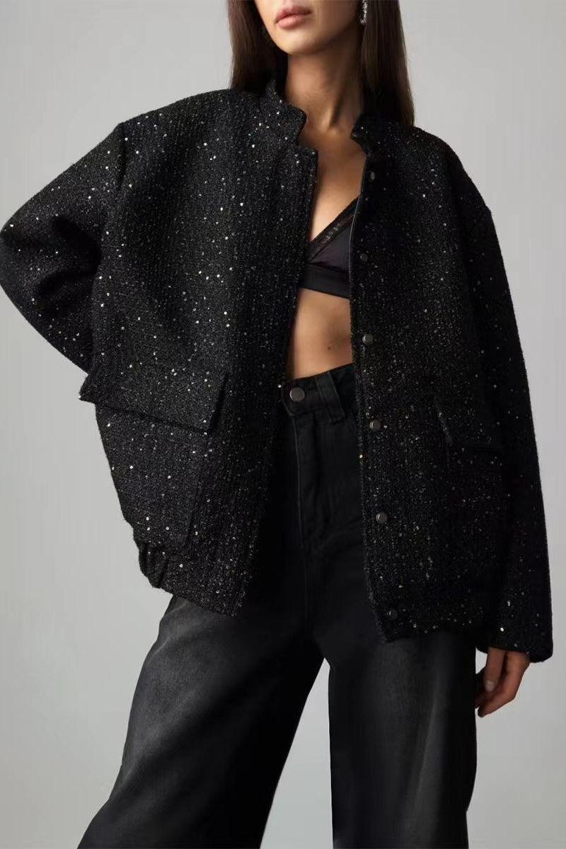 Pearl Embellished Cropped Aviation Jacket Secondary image
