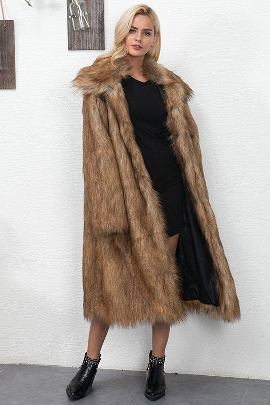 Faux Fur Longline Plus Size Coat Secondary image