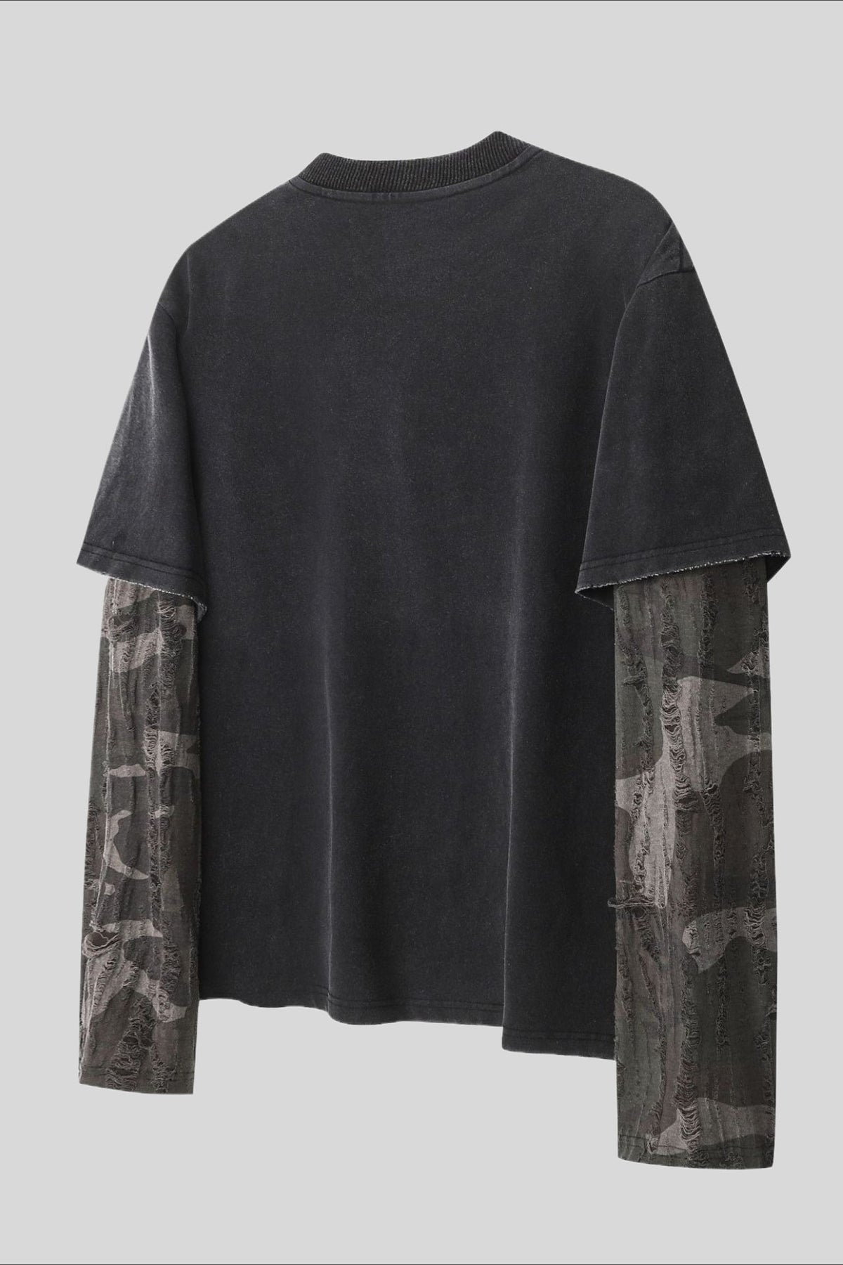 Script Graphic Camo Layered Long Sleeve T-Shirt