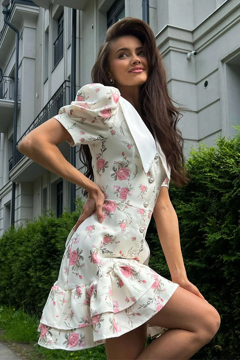 Puff Sleeve Ruffle Mini Floral Dress Secondary image