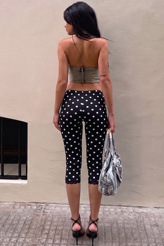 Polka Dot Print Low Rise Fitted Bermuda Shorts Secondary image