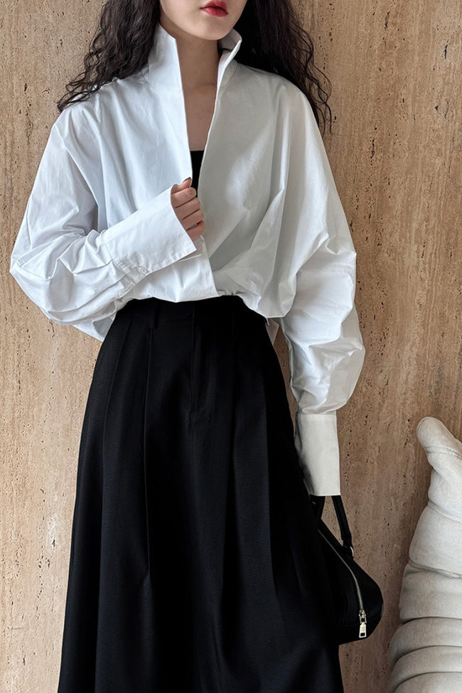 Stand Collar Deep V Layering Blouse Main image
