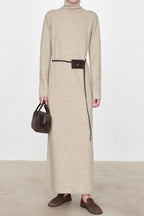 High Neck Flocked Slouchy Knit Dress