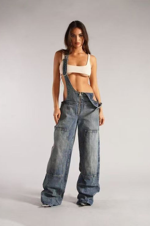 Low Rise Wide Leg Overall Jeans Secondary image