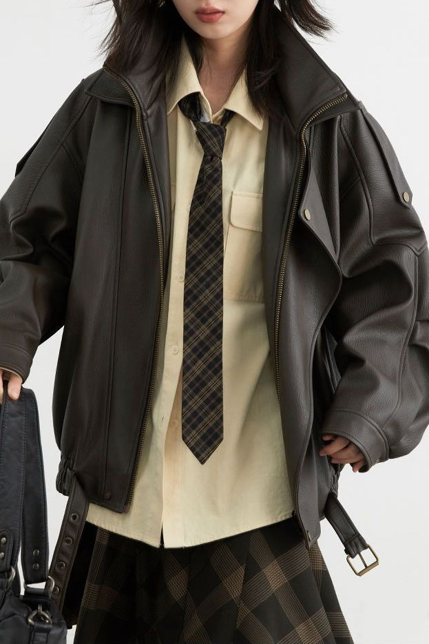 Oversized Moto Leather Jacket Secondary image
