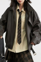 Oversized Moto Leather Jacket