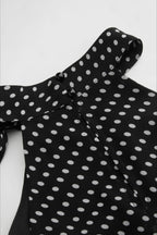 Black Polka Dot Draped Tie Halter Top