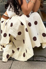 Vintage Polka Dot Flowy Long Skirt
