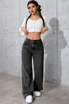 Casual High Waist Relaxed Straight Leg Jeans