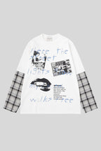Collage Graphic Plaid Layered Long Sleeve Tee