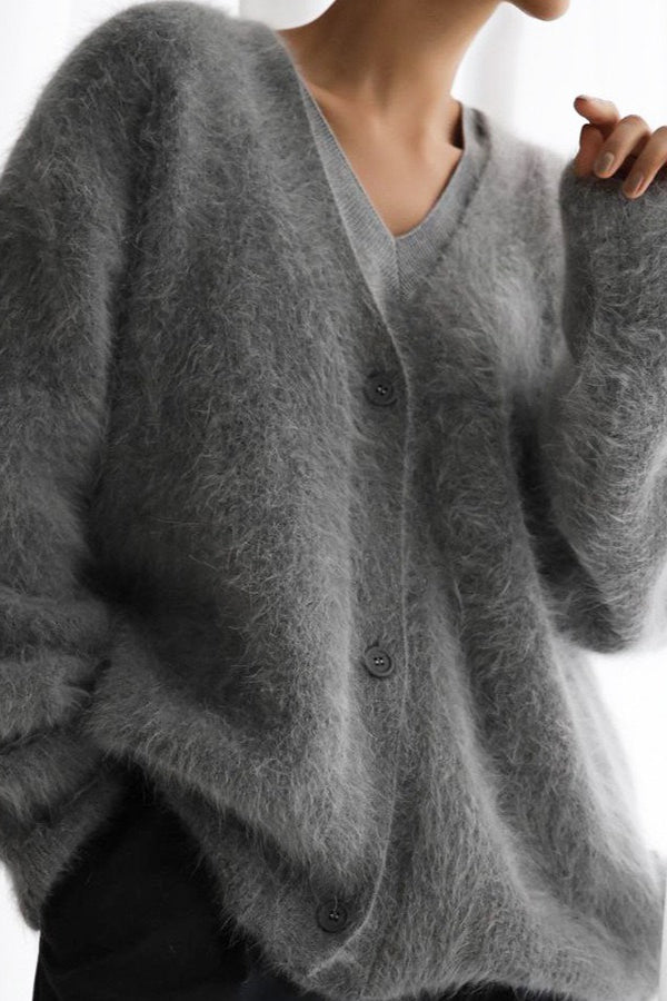 Faux Fur Blend V-Neck Cardigan Secondary image