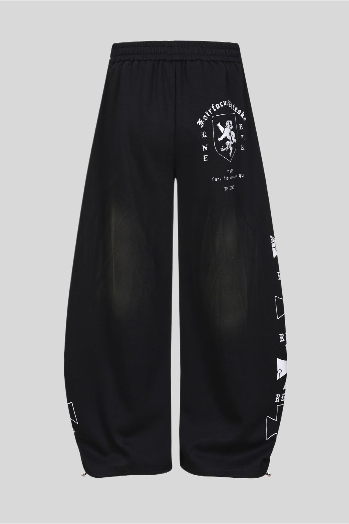 Deconstructed Typography Barrel Leg Sweatpants