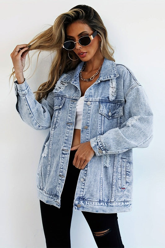 Distressed Utility Denim Jacket Secondary image