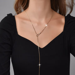 Long Teardrop Pendant Slide Chain Lariat Necklace
