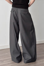 Casual 3D Pleat A-Line Wide Leg Pants