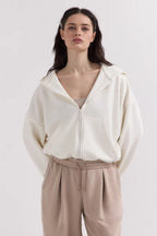 Cropped Fleece Zip Adjustable Waist Hoodie
