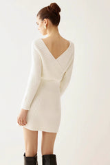 Elegant Cross Front Knit Bodycon Dress