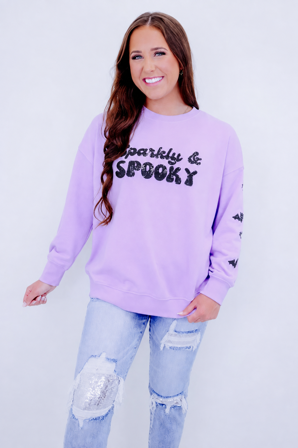 Sequin Skeleton Crew Neck Sweatshirt