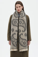 Thick Paisley Jacquard Short Fringe Scarf