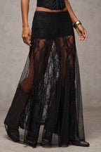Low Waist Lace Trim Bodycon Pencil Skirt