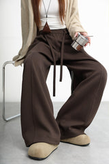 Fleece Lined Curved High Waist Knit Pants