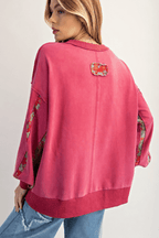 Striped Graphic Crew Neck Sweatshirt