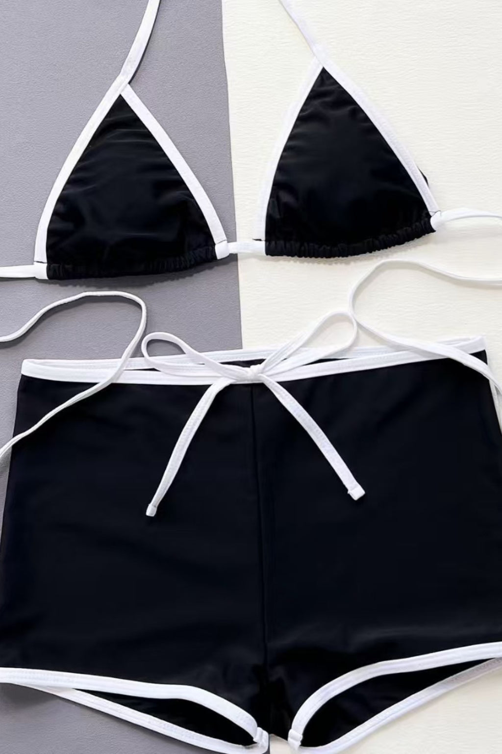 Halter Color Block Two Piece Swim Set