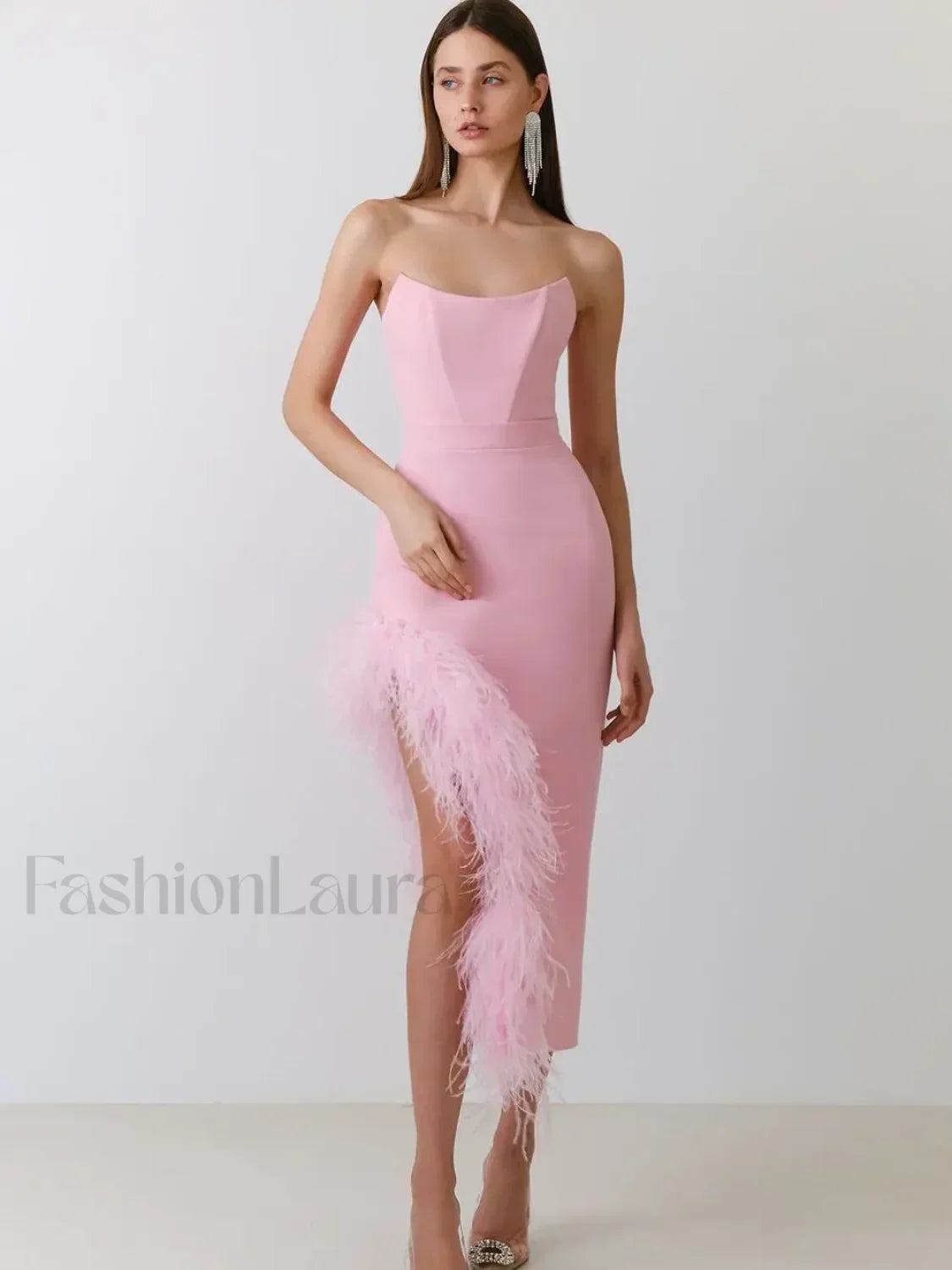 Feather Strapless Bandage Midi Dress Secondary image