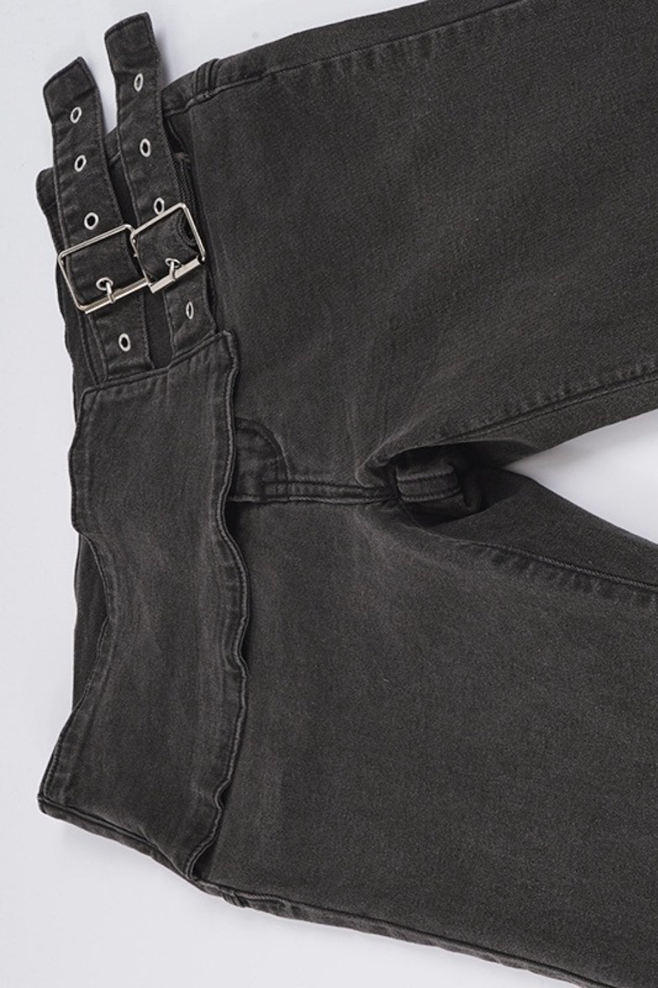 Side Metal Buckle Low Rise Flare Leg Jeans