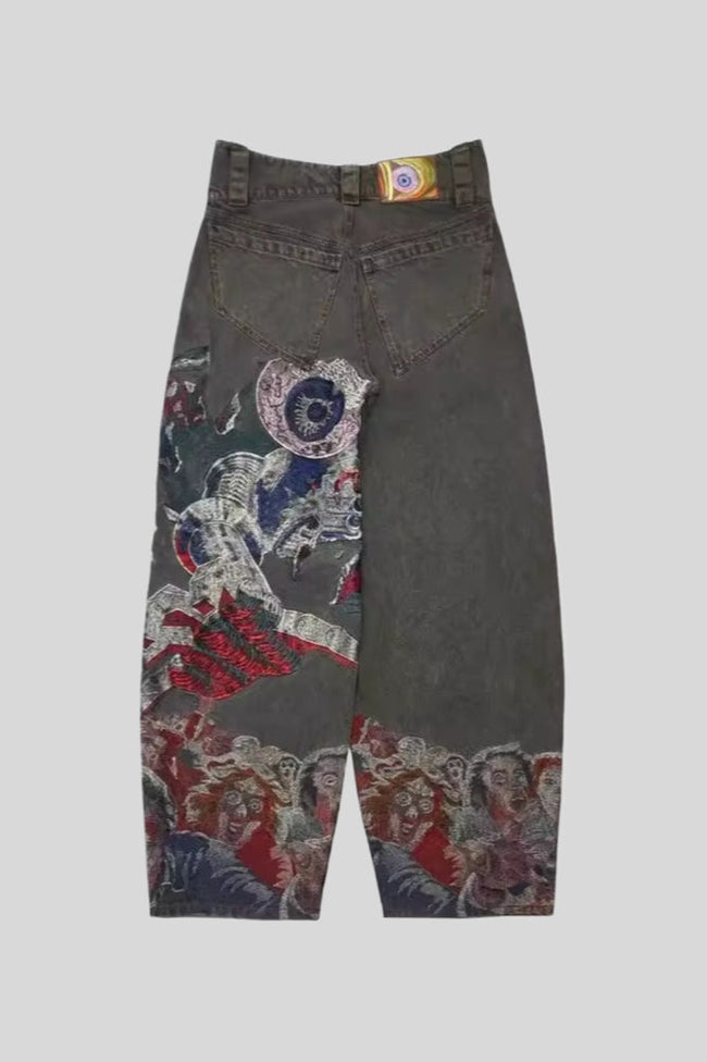 Illustrated Eye Straight Leg Washed Jeans Main image