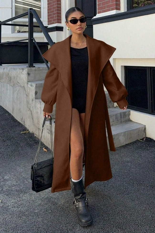 Brown Oversized Lapel Wool Coat coats Main image