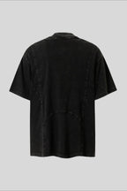 Studded Distressed Collar Washed Oversized Tee