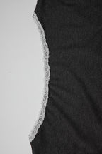 Solid U Neck Lace Trim Slim Fit Tee
