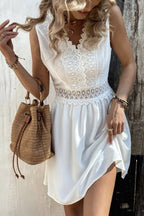Patchwork Lace Short A-Line Boho Dress