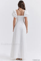 Felizia White Stylish Puff Sleeve Sundress
