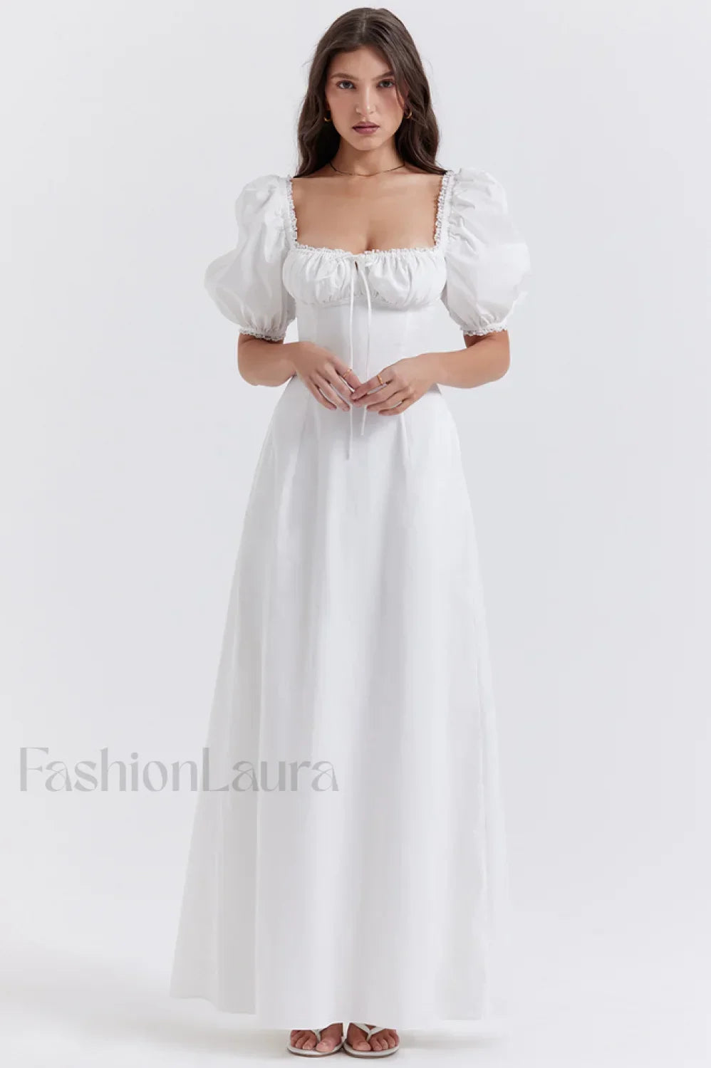Felizia White Stylish Puff Sleeve Sundress Secondary image