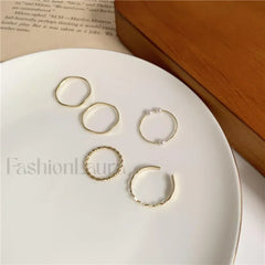 Female Japanese Korean Simple Three Pearl Wavy Net Red Tail Jewelry Ring