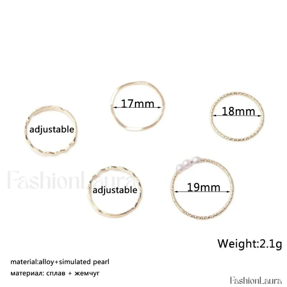 Female Japanese Korean Simple Three Pearl Wavy Net Red Tail Jewelry Ring